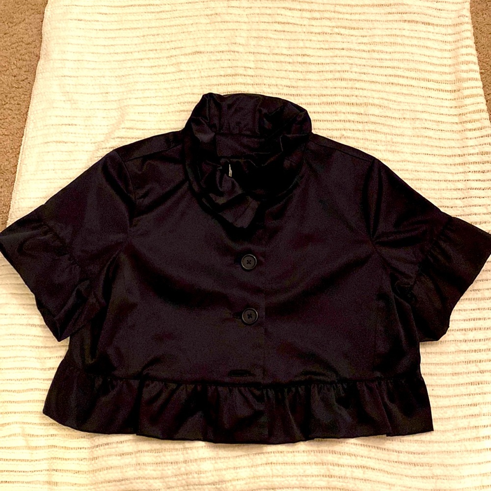 NWT Marc Bouwer Black Crop Blouse Size L